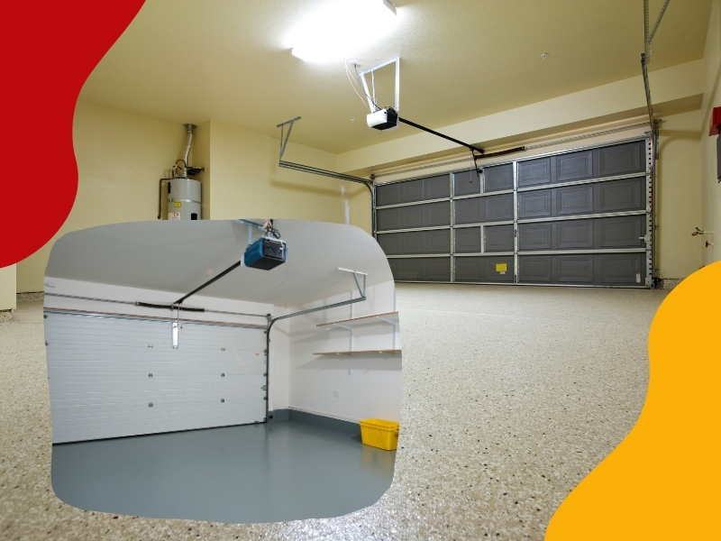 a empty garage with a shiny flooring indicating epoxy floor slippery